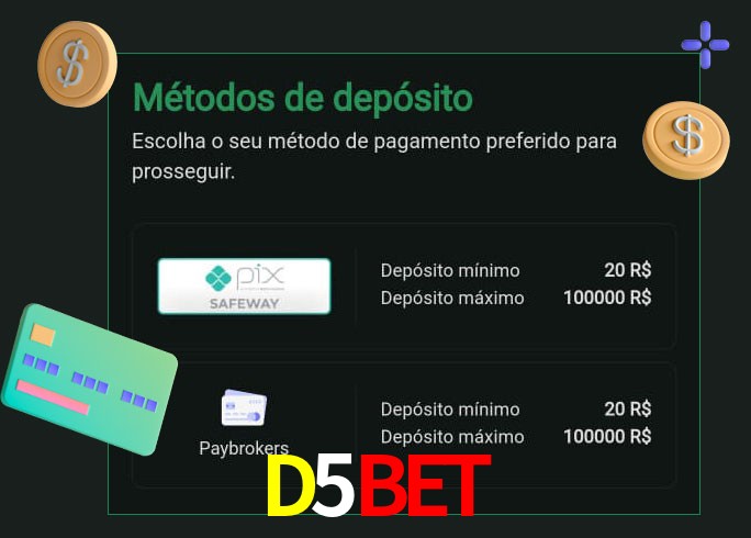 O cassino D5Bet oferece uma grande variedade de métodos de pagamento